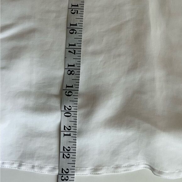 Club Monaco Tie Neck Blanc De Blanc White Chemise Small Petite Long Sleeve Top - Picture 10 of 12